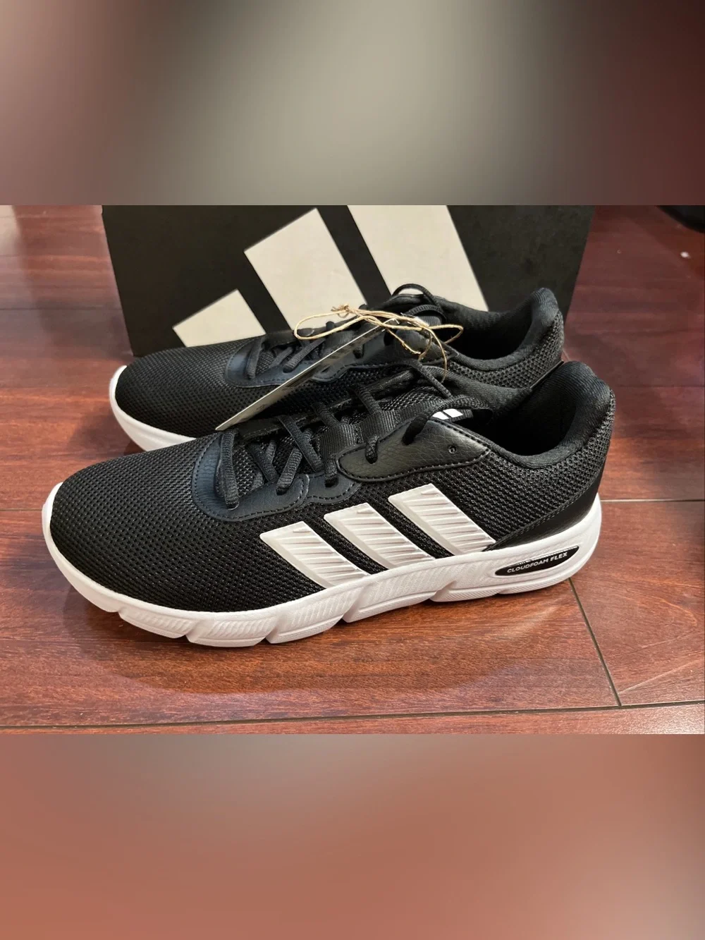 Womens 8.5 Adidas Cloudfoam Flex - Laces Black Shoe Sneaker Walking Running New